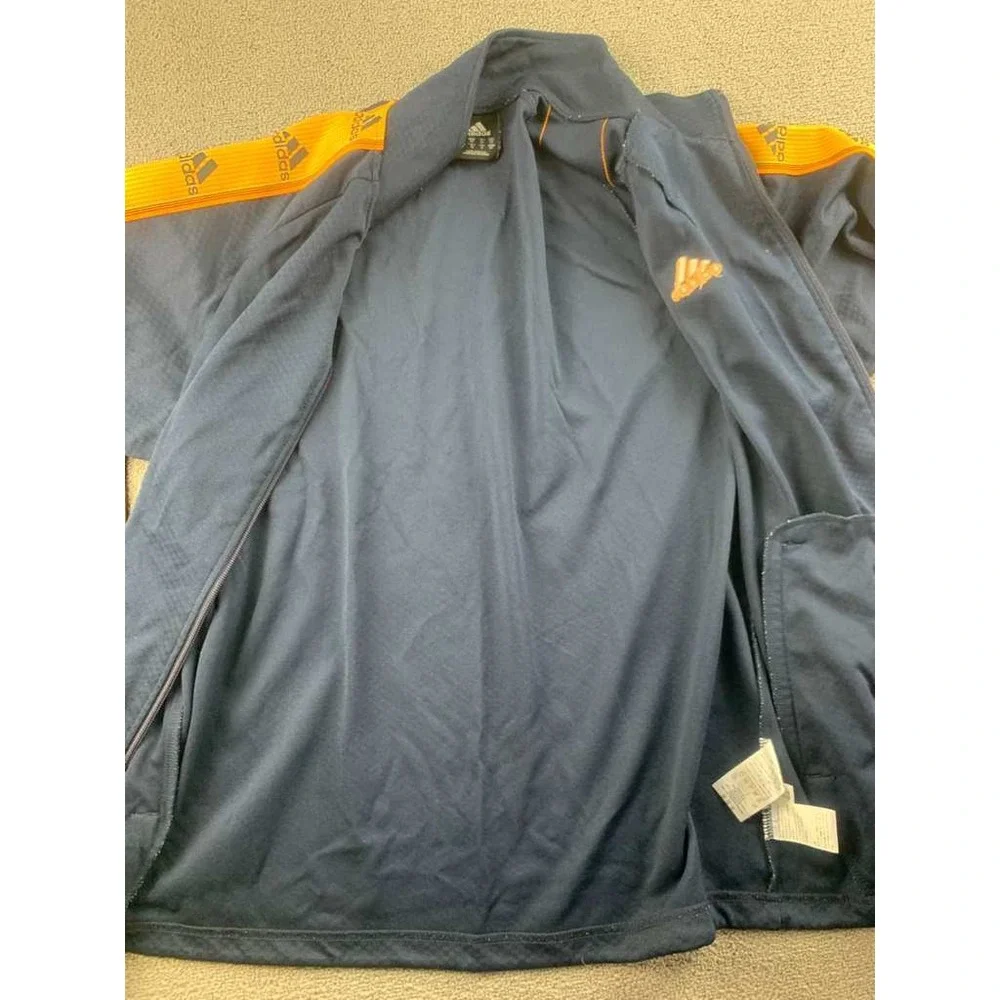 Y2k Adidas Track Jacket Men M Blue Orange Stripe Multi Logo Drawstring Made 2008